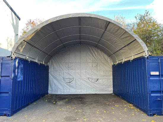 20ft x 20 ft Container Shelter with Closed Back Panel
