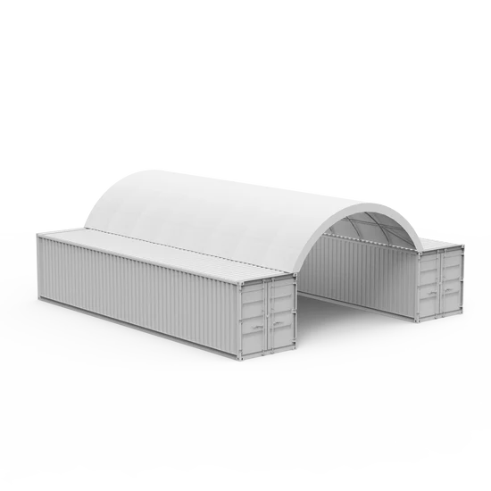 20ft x 40ft Container Shelter with Closed Back Panel