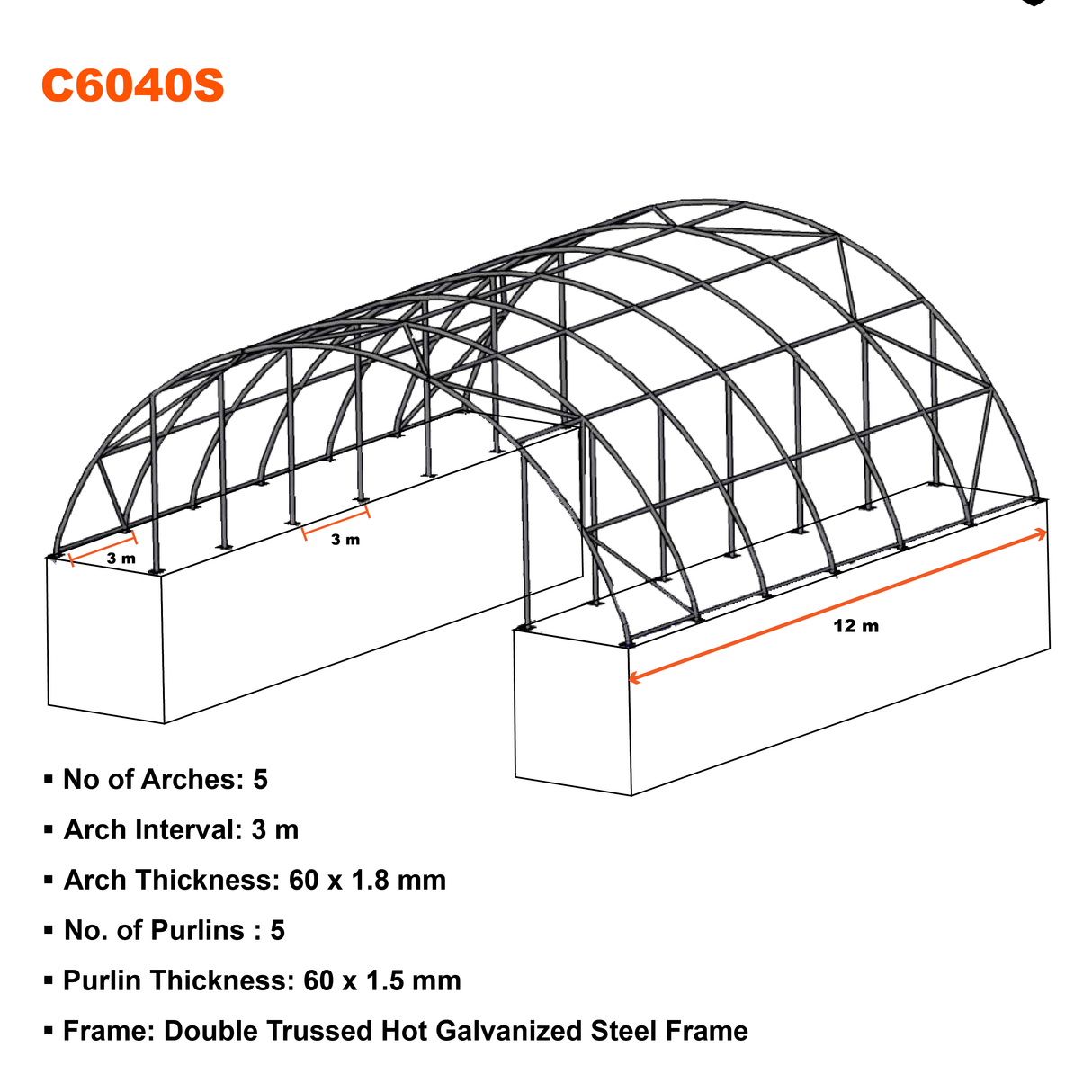 60ft x 40ft Double Trussed Container Shelter