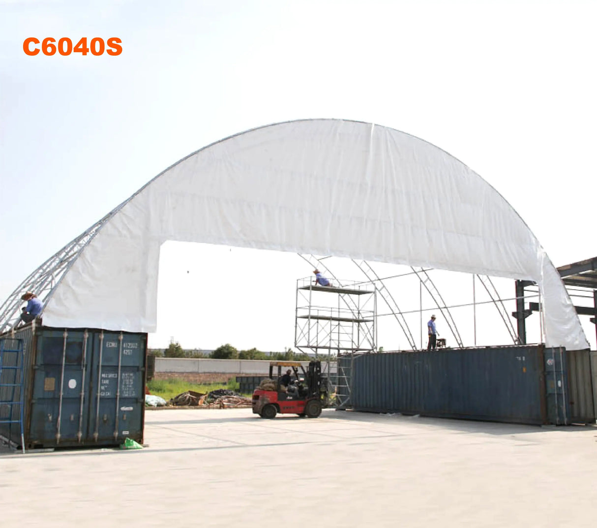 60ft x 40ft Double Trussed Container Shelter