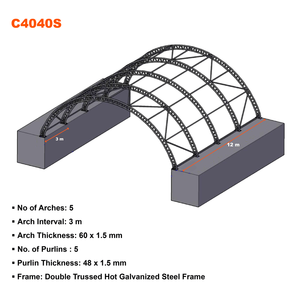 40ft x 40ft Double Trussed Container Shelter