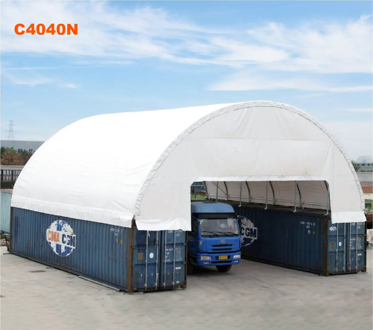 40ft x 40ft Extended Roof Container Shelter