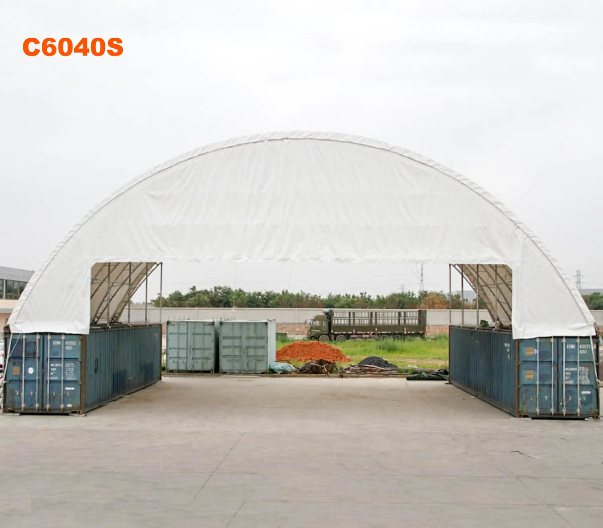 60ft x 40ft Double Trussed Container Shelter