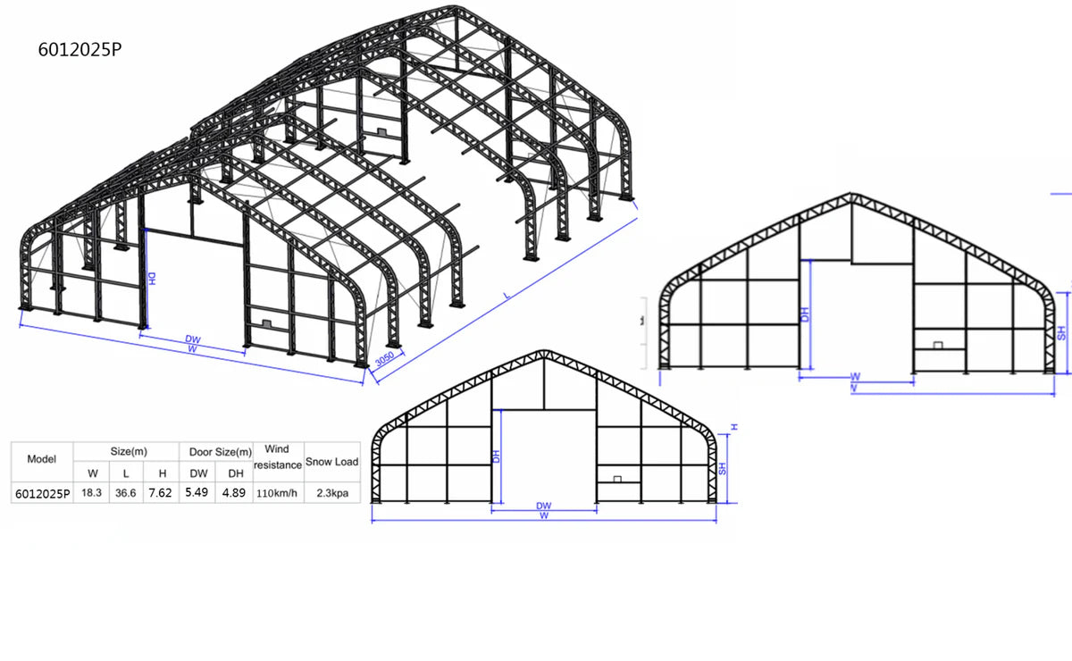 60ft x 120ft Double Trussed Storage Tent